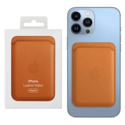 Portfel Apple Leather Wallet iPhone MagSafe - ciemnopomarańczowy (Golden Brown)