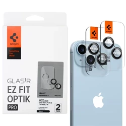 Szkło hartowane na aparat do Apple iPhone 14/ 14 Plus/ 15/ 15 Plus Spigen Glas TR EZ FIT OPTIK Pro - 2 sztuki
