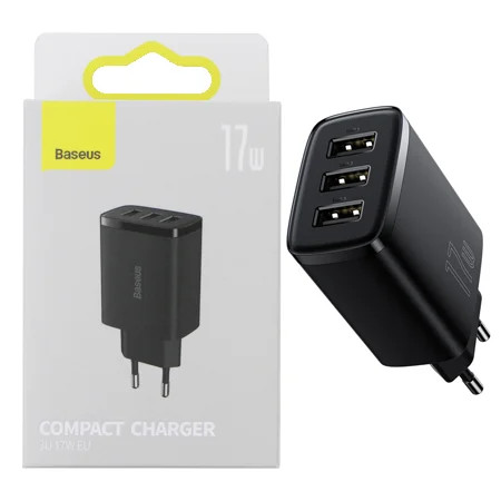 Ładowarka sieciowa 3x USB-A Baseus Compact Charger - 17W