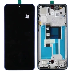 Original LCD display with bezel for Motorola Edge 50 Neo - blue (Nautical Blue)