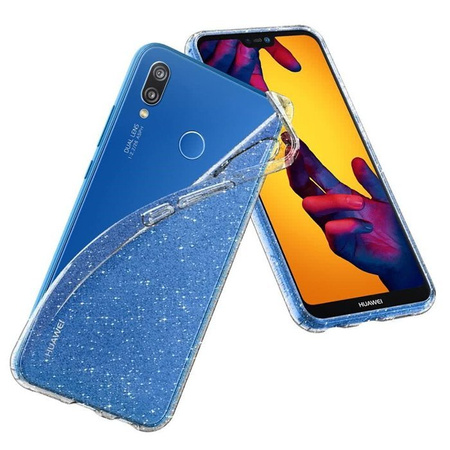 Huawei P20 Lite etui silikonowe Spigen Liquid Crystal L22CS23074 - transparentne z brokatem