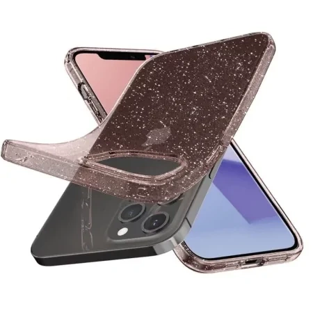 Etui na Apple iPhone 12 Pro Max Spigen Liquid Crystal Glitter silikonowe - różowe (Rose Quartz)