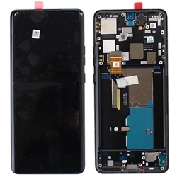 Original LCD display with bezel for Motorola Edge 50 Pro - black (Black Beauty)