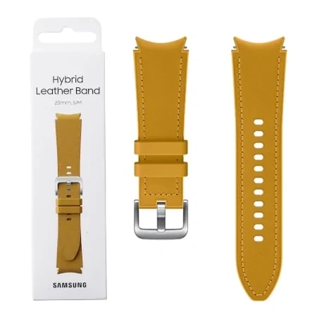 Samsung Galaxy Watch 4/ Watch 4 Classic/ Watch 5/ Watch 5 Pro Hybrid Leather Band 20 mm S/M - Mustard (Mustard)