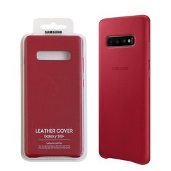 Samsung Galaxy S10 Plus Leather Cover phone case - red