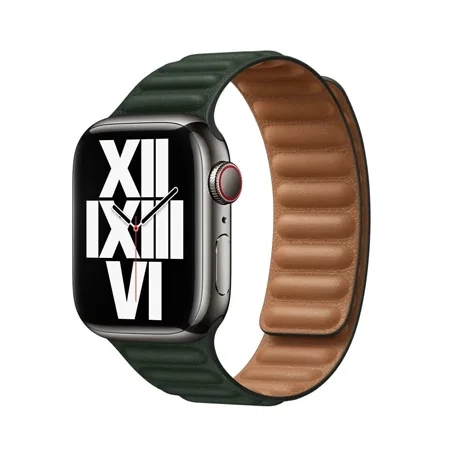 Apple Watch 38/ 40/ 41 mm Leather Link S/M Strap - Green (Sequoia Green)