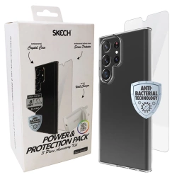 Case and tempered glass for Samsung Galaxy S23 Ultra Skech Power & Protection Pack phone - transparent