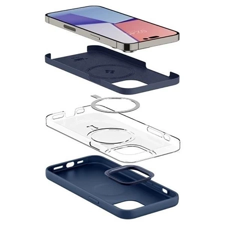 Etui silikonowe na Apple iPhone 14 Pro Max Spigen Silicone Fit MagSafe - granatowe (Navy Blue)