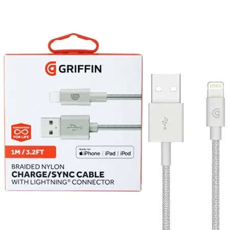 Griffin braided Lightning cable 1 m - silver