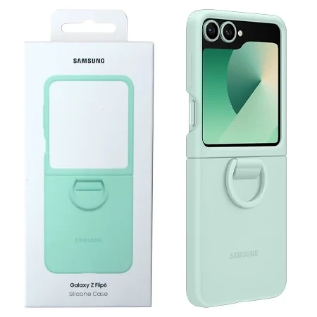 Samsung Galaxy Z Flip6 Silicone Phone Case with Ring - Mint