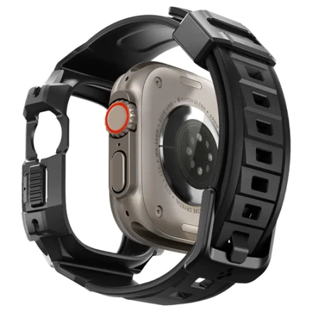 Spigen Rugged Armor Pro Protective Case with Strap for Apple Watch Ultra 2/1 49mm - Black (Black)