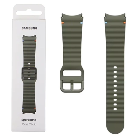 Silicone Strap for Samsung Galaxy Watch 4/ 4 Classic/ 5/ 5 Pro/ 6/ 6 Classic/ 7 Sport Band One Click 20 mm S/M - Grey (Dark Grey)