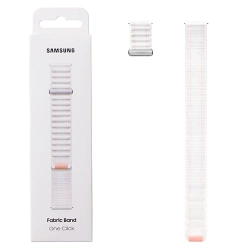 Strap for Samsung Galaxy Watch 4/ 4 Classic/ 5/ 5 Pro/ 6/ 6 Classic/ 7 Fabric Band One Click 20 mm S/M - white-pink