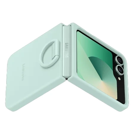 Samsung Galaxy Z Flip6 Silicone Phone Case with Ring - Mint