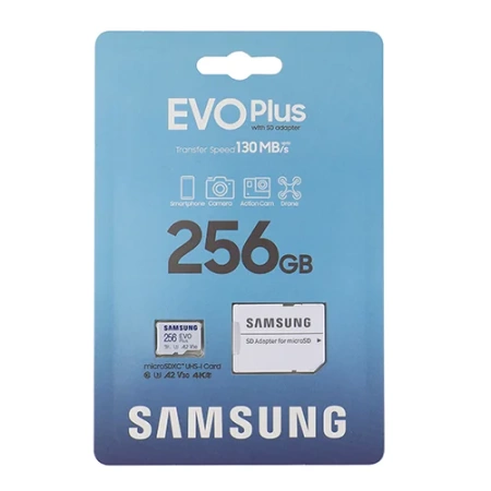 Karta pamięci Samsung EVO Plus microSDXC z adapterem SD 256GB 130 MB/s - klasa 10