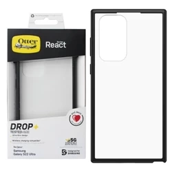 Etui na telefon Samsung Galaxy S22 Ultra OtterBox React Series - transparentne z czarną ramką