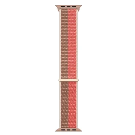 Apple Watch Strap 1/ 2/ 3/ 4/ 5/ 6/ 7 Series 42/ 44/ 45mm Sport Loop - Orange/Brown (Pink Pomelo/ Tan)