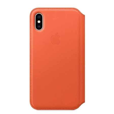 Apple iPhone XS Leather Folio Case - Orange (Sunset)