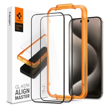 Spigen Glas tempered glass for Apple iPhone 15 Pro Max.TR ALIGN MASTER - black (2 pieces)