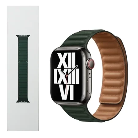 Apple Watch 42/ 44/ 45/ 49 Ultra/ Ultra 2 Leather Link Strap S/M - Green (Sequoia Green)