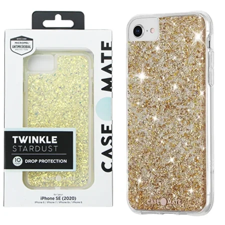 Case for Apple iPhone 6/ 6s/ 7/ 8/ SE 2020/ SE 2022 Case-Mate Twinkle Stardust - transparent gold with glitter (Stardust)