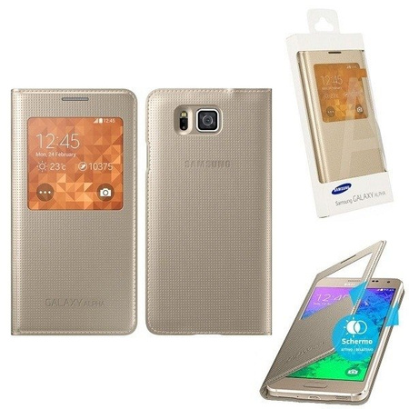 Samsung Galaxy Alpha S View Cover phone case - gold