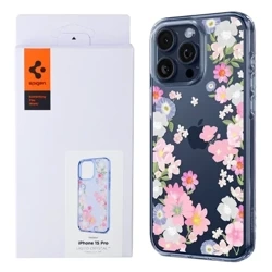 Spigen Liquid Crystal silicone case for Apple iPhone 15 Pro - blue with motif (Blossom)