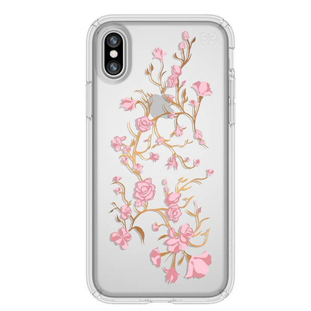 Apple iPhone X/ XS etui Speck Presidio Clear+Print - transparentne z kwiatowym wzorem (Pink Roses)