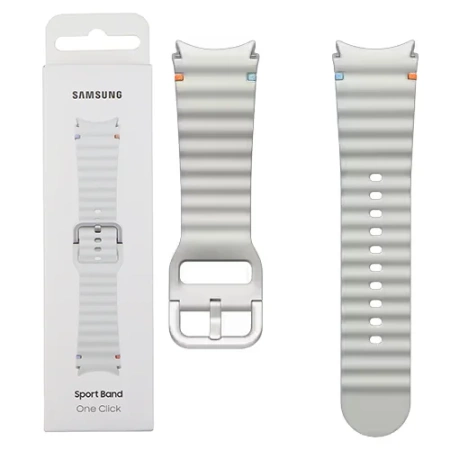 Silicone Strap for Samsung Galaxy Watch 4/ 4 Classic/ 5/ 5 Pro/ 6/ 6 Classic/ 7 Sport Band One Click 20 mm S/M - Grey (Dark Grey)