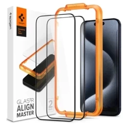 Szkło hartowane na Apple iPhone 15 Pro Spigen Glas.TR ALIGN MASTER  - czarne (2 sztuki)