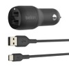 Ładowarka samochodowa Belkin Boost Charge Dual USB-A + kabel USB-C - 24W