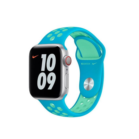 Apple Watch 1/ 2/ 3/ 4/ 5/ 6/ 7 Series 38/ 40/ 41mm Nike Sport Band MJ6H3AM/A - Blue/Green (Chlorine Blue/Green Glow)