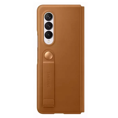 Etui Samsung Leather Flip Cover do Galaxy Z Fold3 5G - brązowe (Camel)