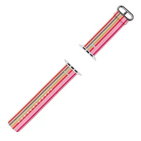 Apple Woven Nylon Strap for Watch 1/ 2/ 3/ 4/ 5/ 6/ 7 Series 42/ 44/ 45mm - Pink (Pink Stripe)