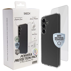 Case and tempered glass for Samsung Galaxy S24 Skech Power & Protection Pack phone - transparent