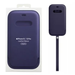 Apple iPhone 12/ 12 Pro Leather Sleeve MagSafe Case - Dark Purple (Deep Violet)