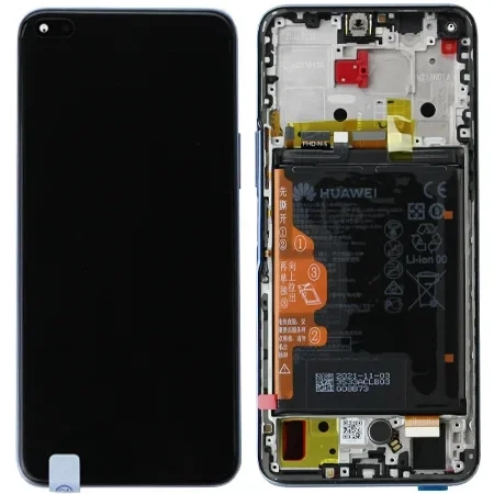 LCD display with frame and battery for Huawei Nova 8i - silver