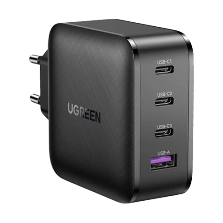 Ładowarka sieciowa USB-A i USB-C Ugreen 4-Port GaN 65W - czarna