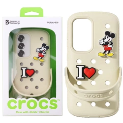 Samsung Galaxy S25 Crocs Phone Case with Jibbitz Charms - cream-colored