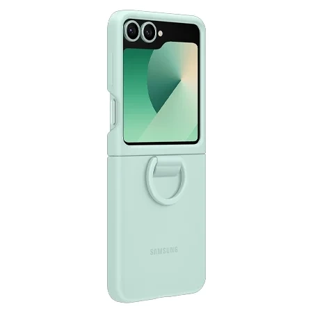 Samsung Galaxy Z Flip6 Silicone Phone Case with Ring - Mint