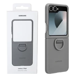 Samsung Galaxy Z Flip6 Silicone Phone Case with Ring - gray