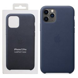 Etui skórzane do Apple iPhone 11 Pro Leather Case - granatowe (Midnight Blue)