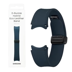 Strap for Samsung Galaxy Watch 4/ 4 Classic/ 5/ 5 Pro/ 6/ 6 Classic D-Buckle Hybrid Eco-Leather Band One Click 20 mm M/L - blue (Indigo)