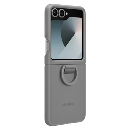 Samsung Galaxy Z Flip6 Silicone Phone Case with Ring - gray