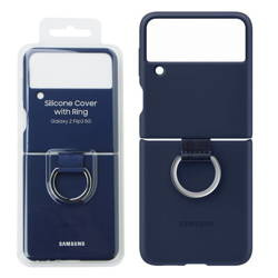 Etui na telefon Samsung Galaxy Z Flip3 5G Silicone Cover with Ring - granatowe