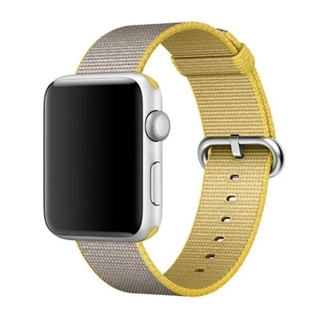 Apple Watch 42/ 44/ 45/ 49 Ultra Woven Nylon Strap - Gray/ Yellow (Yellow/ Light Gray)