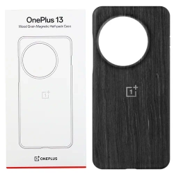 Magnetic Case for OnePlus 13 Wood Grain Magnetic Half-pack Case - black