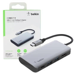 4-in-1 Belkin Connect USB-C 100W adapter - gray