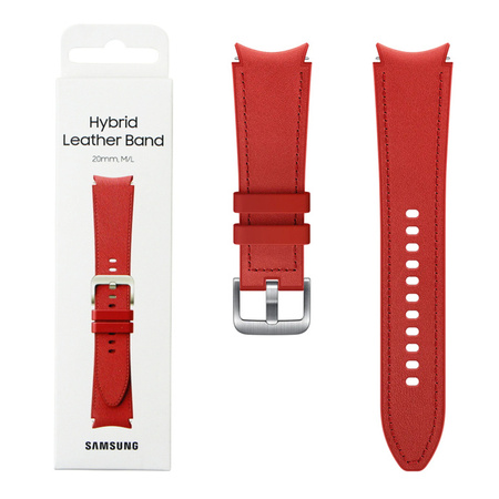 Samsung Galaxy Watch 4/ Watch 5 20 mm strap M/L Hybrid Leather Band ET-SHR89LREGEU - red