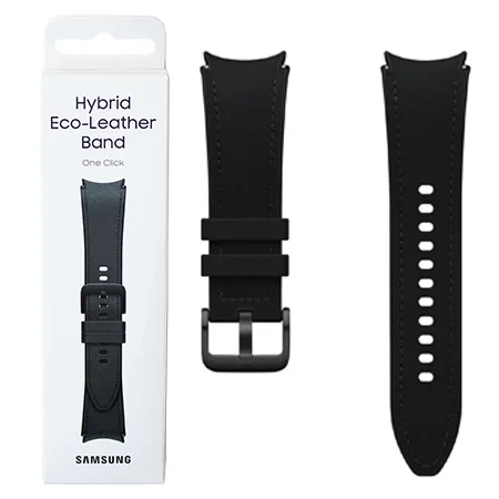 Strap for Samsung Galaxy Watch 4/ 4 Classic/ 5/ 5 Pro/ 6/ 6 Hybrid Eco-Leather Band 20 mm S/M - black